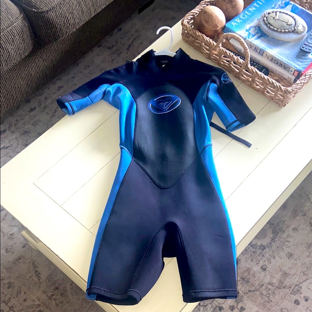 Roxy Blue and Black Rashguard  short surfing wet suit